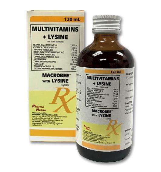 MACROBEE WITH LYSINE Multivitamins / Lysine Syrup 120mL price in the